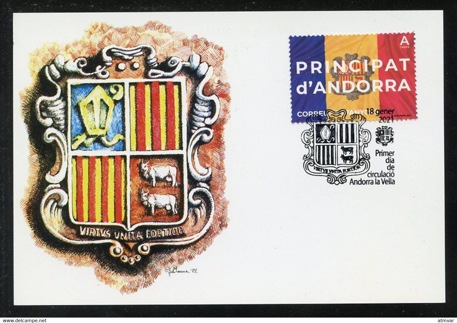 ANDORRA / ANDORRE (2021) - Carte Maximum Card - Bandera Y Escudo / Drapeau Et Blason / Flag & Coat Of Arms - Autres & Non Classés