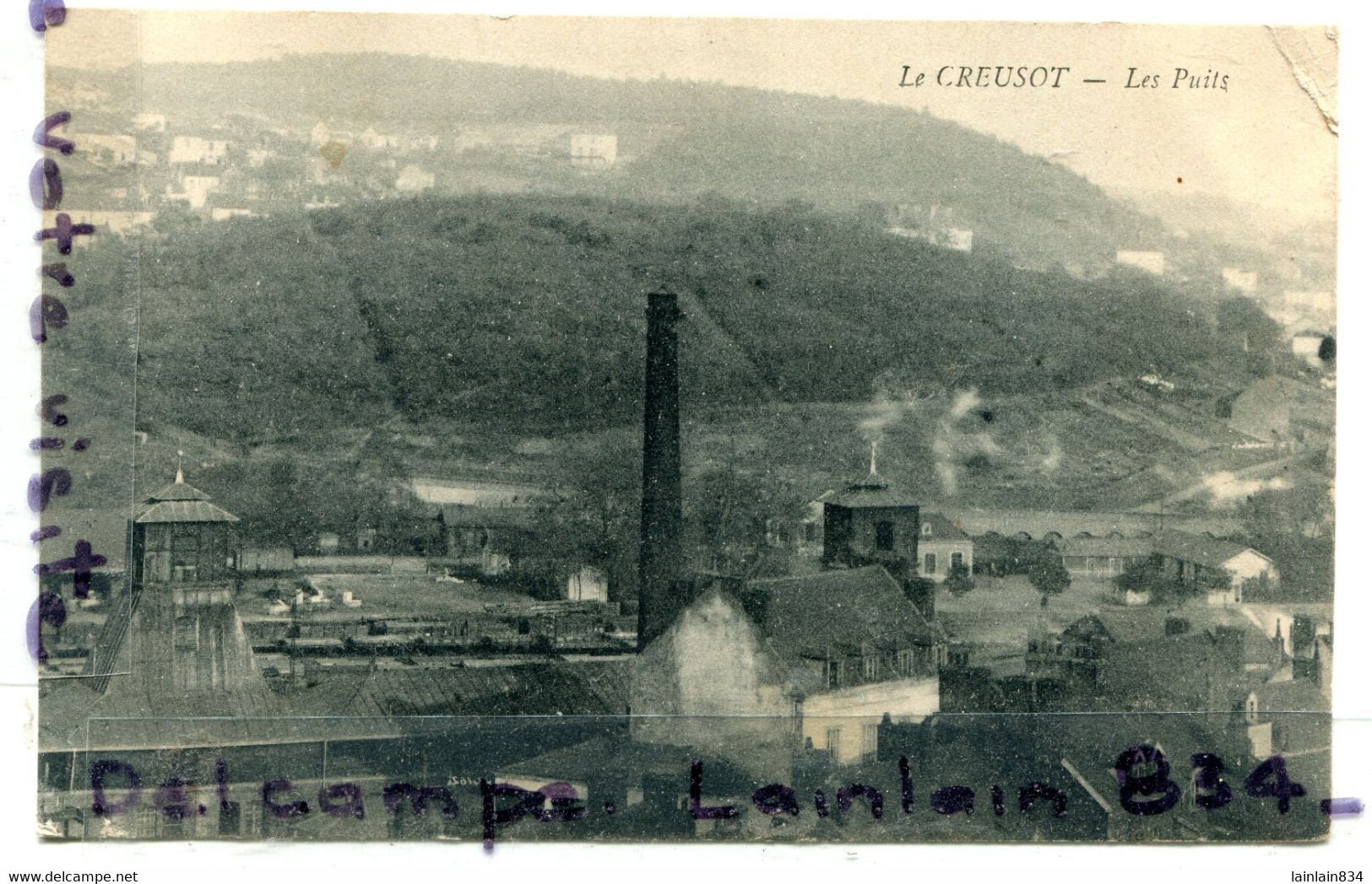 - Le CREUSOT -  (Saône.-et -Loire.), Les Puits, Cheminée, Carte Rare, écrite, 1914, F. M., Scans.. - Le Creusot