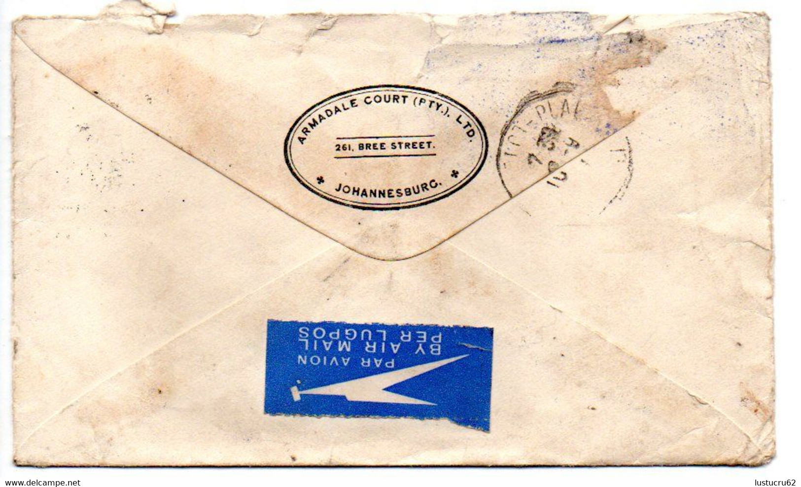 HARDELOT - Enveloppe Timbrée 1937 Provenant De Johannesburg - 1840 Mulready-Umschläge