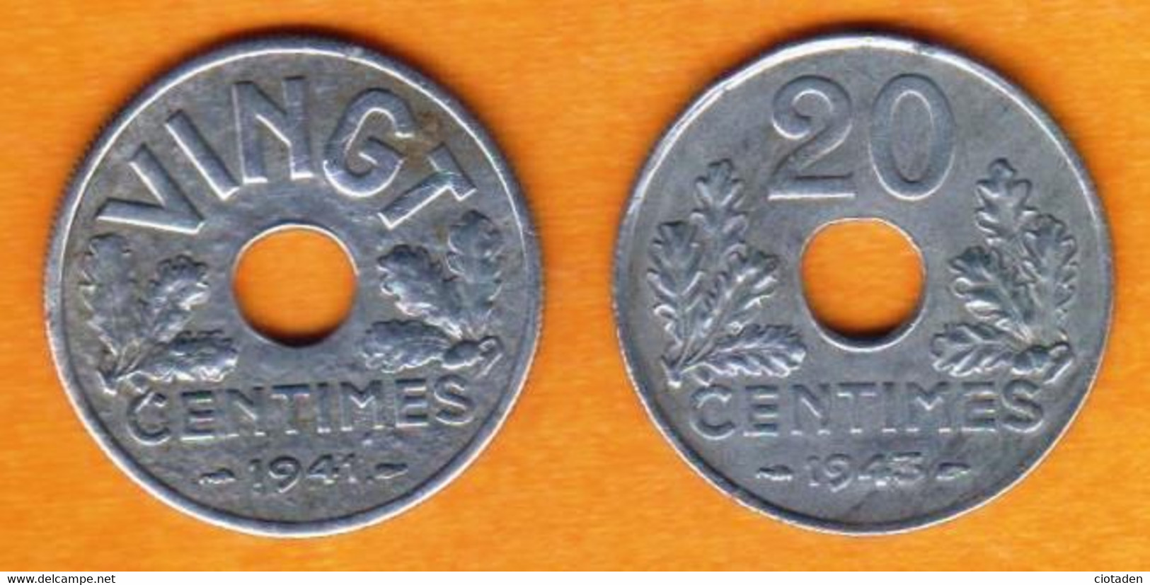 France - 1941 Et 1945 - 20 Centimes - 20 Centimes