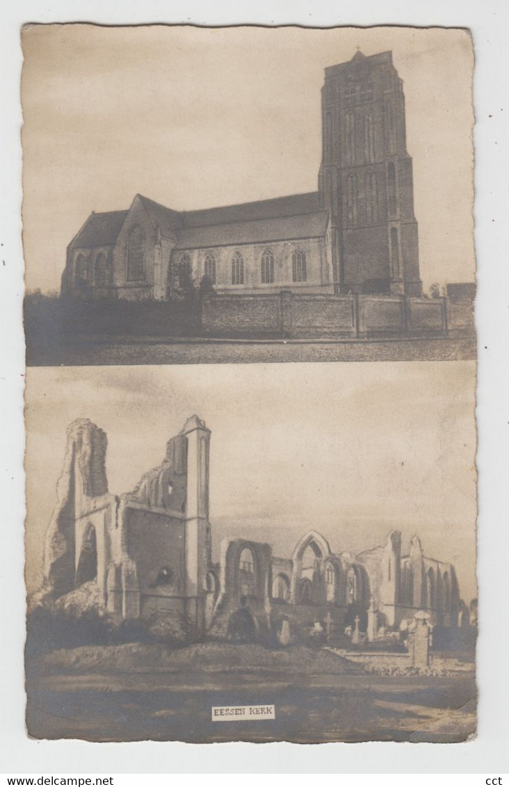 Eessen  Esen  Diksmuide   FOTOKAART  Kerk Voor En Na De Eerste Wereldoorlog - Diksmuide
