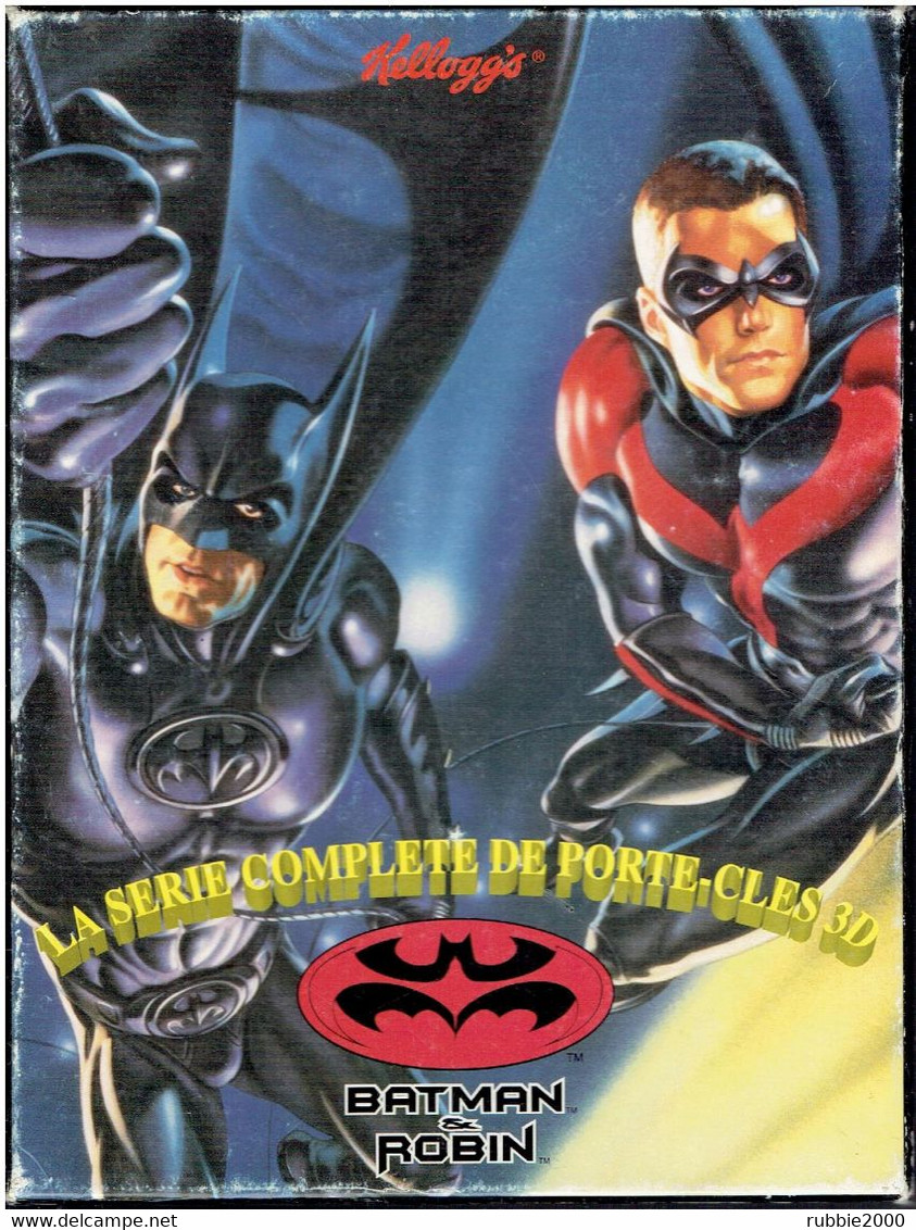 SERIE COMPLETE DE PORTE CLES 3 D BATMAN ROBIN BATGIRL BRRRR 1997 PUBLICITE KELLOGGS DANS SA BOITE - Batman