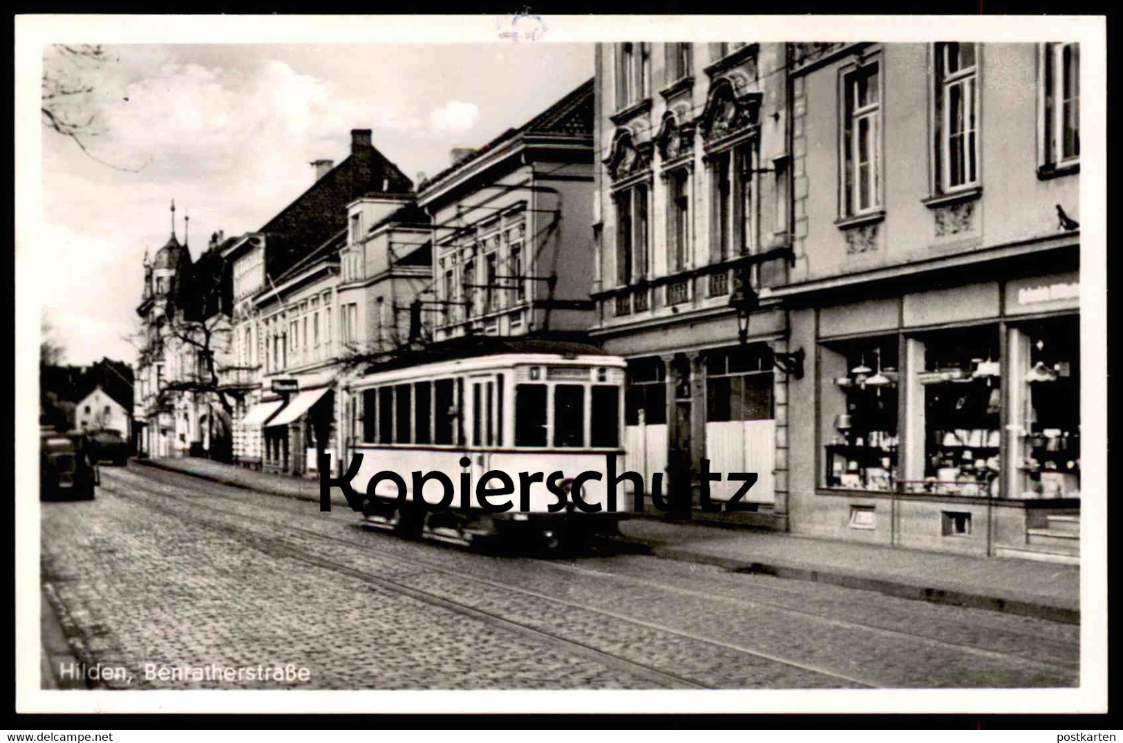 ALTE POSTKARTE HILDEN BENRATHERSTRASSE STRASSENBAHN BENRATHER STRASSE HUTGESCHÄFT ? Tram Tramway Postcard Ansichtskarte - Hilden