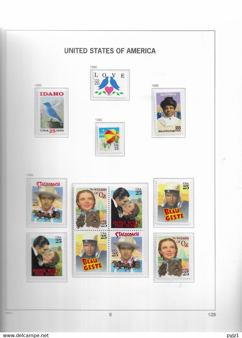 1990 MNH USA  Year Complete According To DAVO Album, Postfris** - Annate Complete