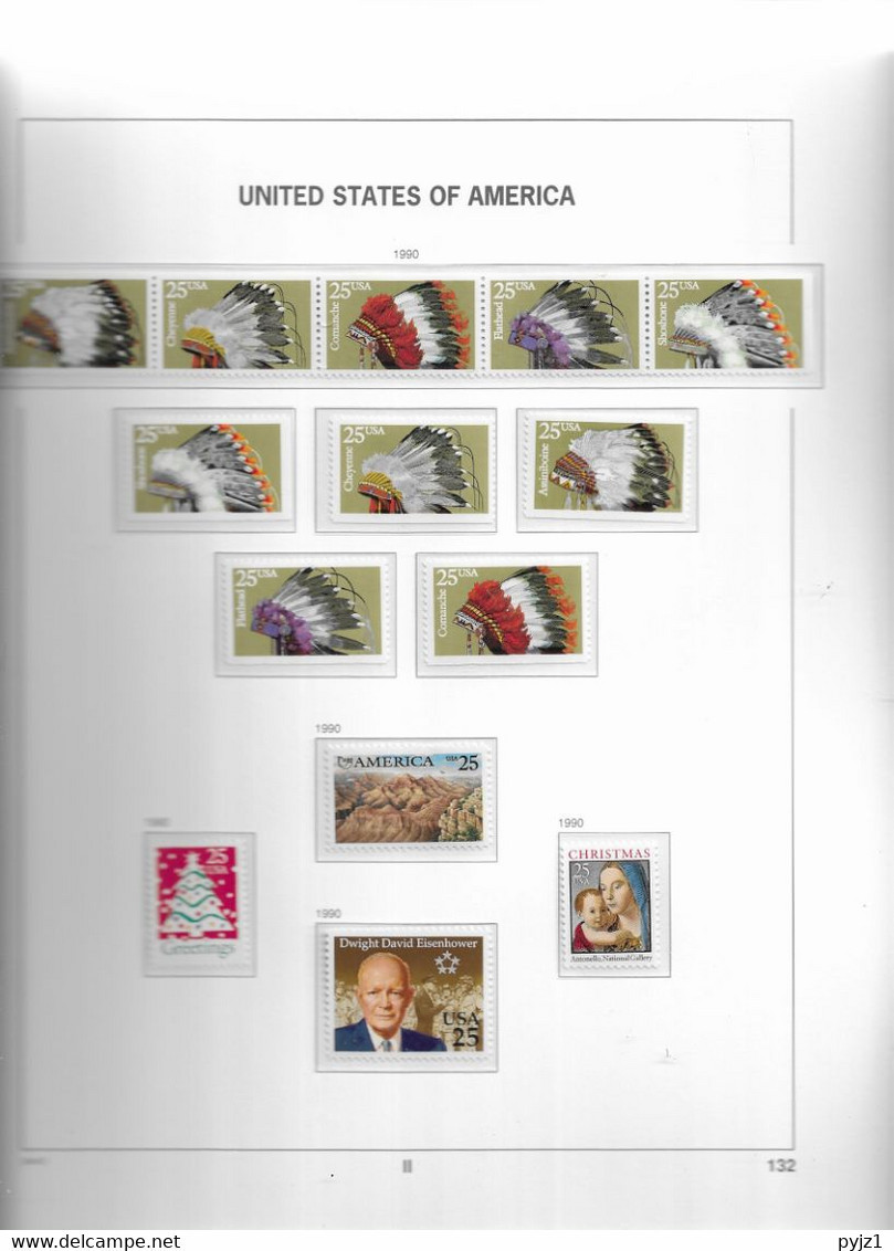 1990 MNH USA  Year Complete According To DAVO Album, Postfris** - Volledige Jaargang