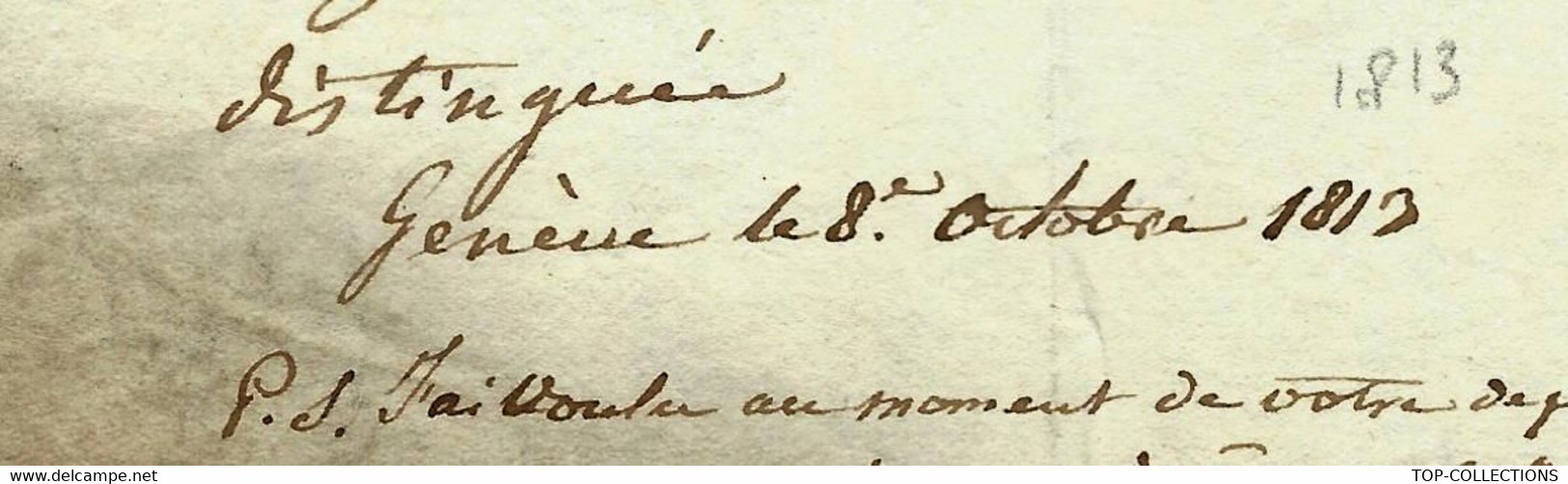 1813 PROTESTANTISME LETTRE ENSEIGNEMENT MINISTRE EGLISE PROTESTANTE à Genève Pour  Enfant Père  Négociant à Rouen B.E. - Documenti Storici