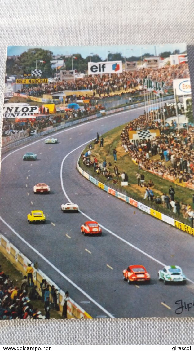 CPSM LE MANS SARTHE 72 CIRCUIT DES 24 HEURES VIRAGE DUNLOP ED JIPE 1974 SPORT AUTOMOBLE PUB ELF ESSO AUTO - Le Mans
