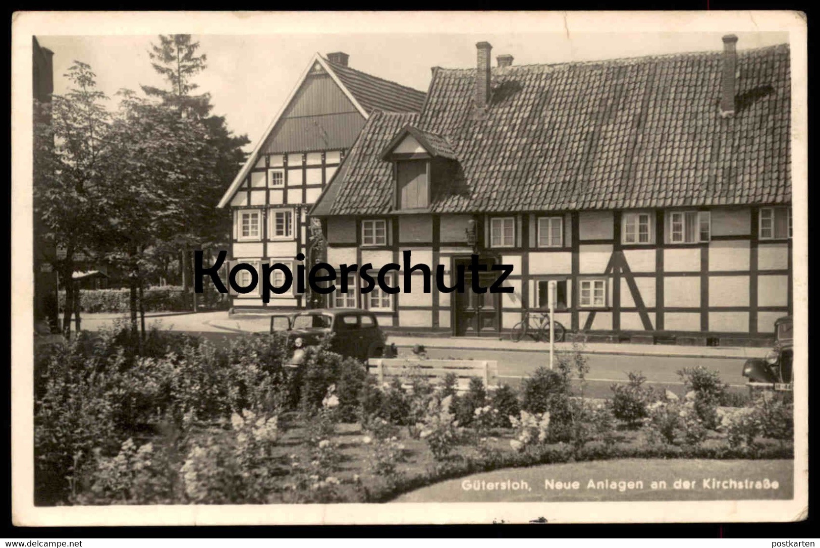 ALTE POSTKARTE GÜTERSLOH NEUE ANLAGEN AN DER KIRCHSTRASSE 1942 AUTO AK Ansichtskarte Postcard Cpa - Gütersloh