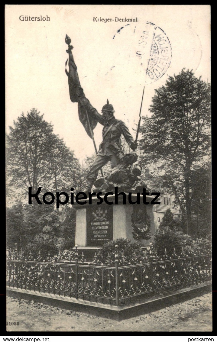 ALTE POSTKARTE GÜTERSLOH KRIEGER-DENKMAL KRIEGERDENKMAL IN DANKBARER ERINNERUNG DEN SOLDATEN Ansichtskarte Postcard Cpa - Gütersloh