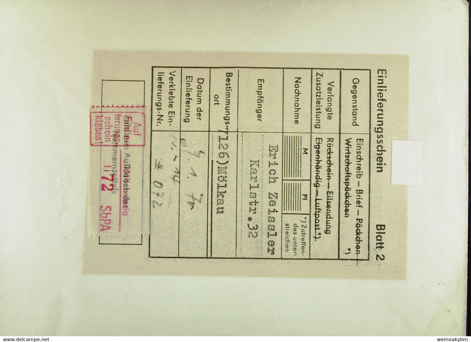 DDR: R-Fern-Bf Mit Selbstbed.-R-Zettel 50 Pf 7014 Leipzig (072) -mit Einliefgsschein 7.1.70 Mit 10 Pf Vietnam, FS-Turm - R-Zettel