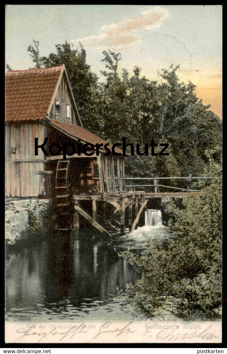 ALTE POSTKARTE AUS DER GÜTERSLOHER HEIDE KOLLMEIER'S MÜHLE GÜTERSLOH Wassermühle Mill Moulin Ansichtskarte Postcard Cpa - Gütersloh