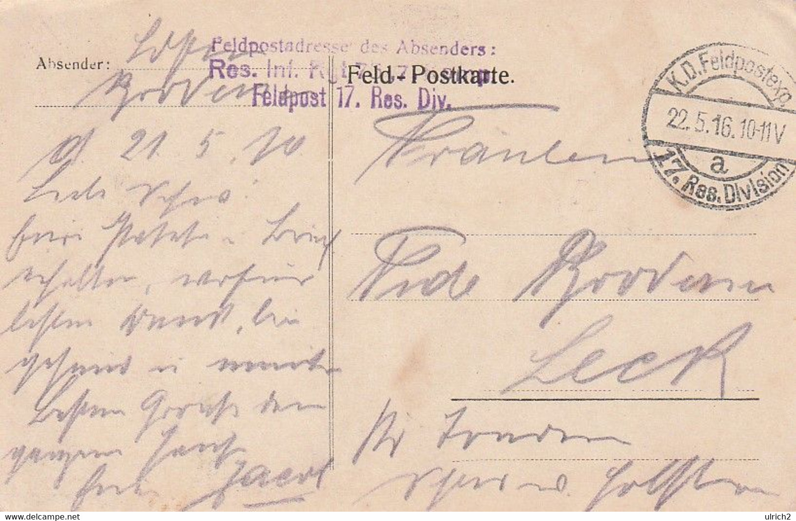 AK Billy-Montigny - Feldpost Res. Inf. Rgt. 73 - 1916 (62037) - Harnes