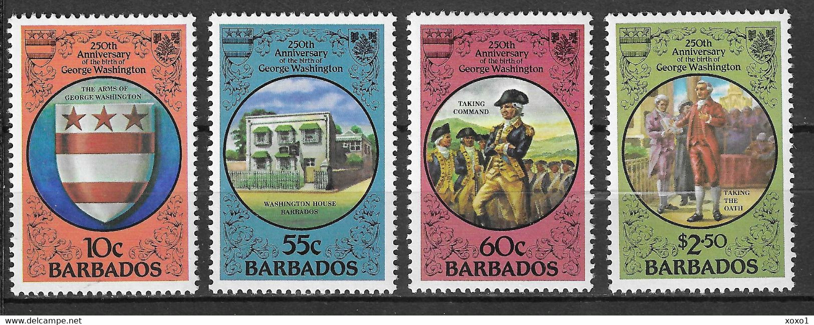 Barbados 1982 MiNr. 571 - 574 George Washington, Us Independence, Militaria  4v  MNH** 5,00 € - George Washington