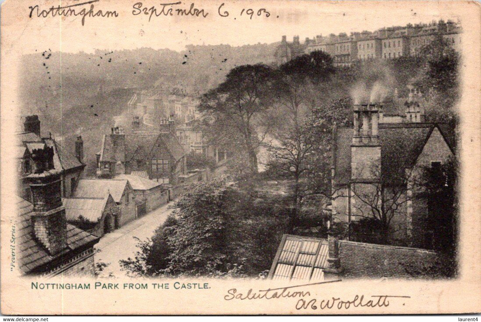 (3 M 46) UK - Very Old - B/w - Posted To France 1903 - Notthingham Partk From The Castle - Nottingham