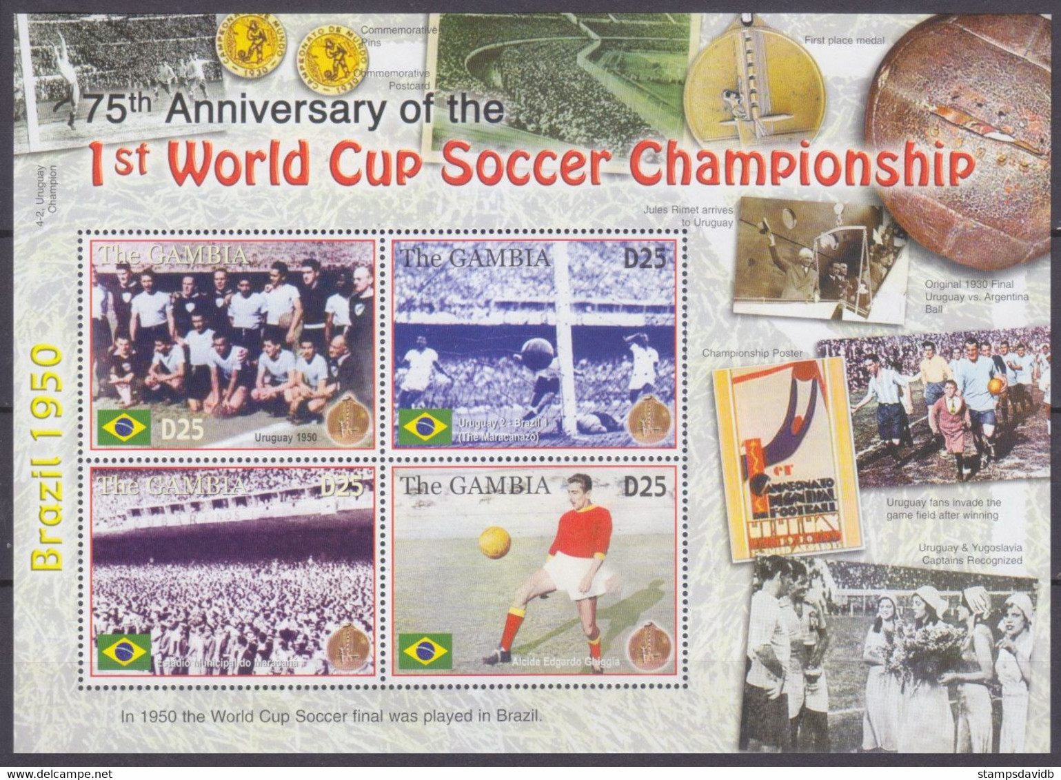 2005	Gambia	5490-5493KL	75th Anniversary Of The First FIFA World Cup	7,00 € - 1930 – Uruguay