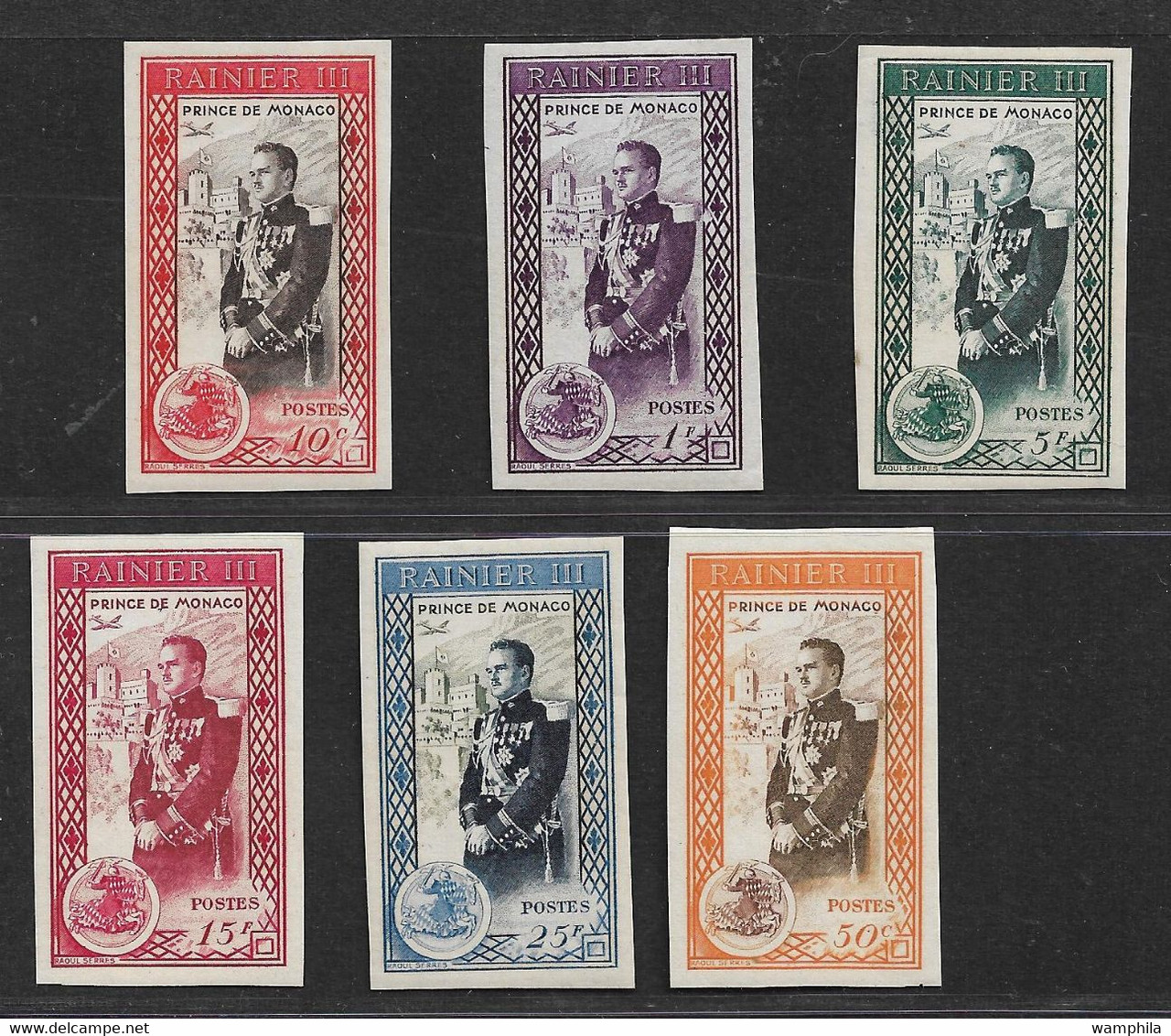 Monaco 338/343** Non Dentelé . Avènement Du Prince Rainier III. Cote 60€. - Errors And Oddities