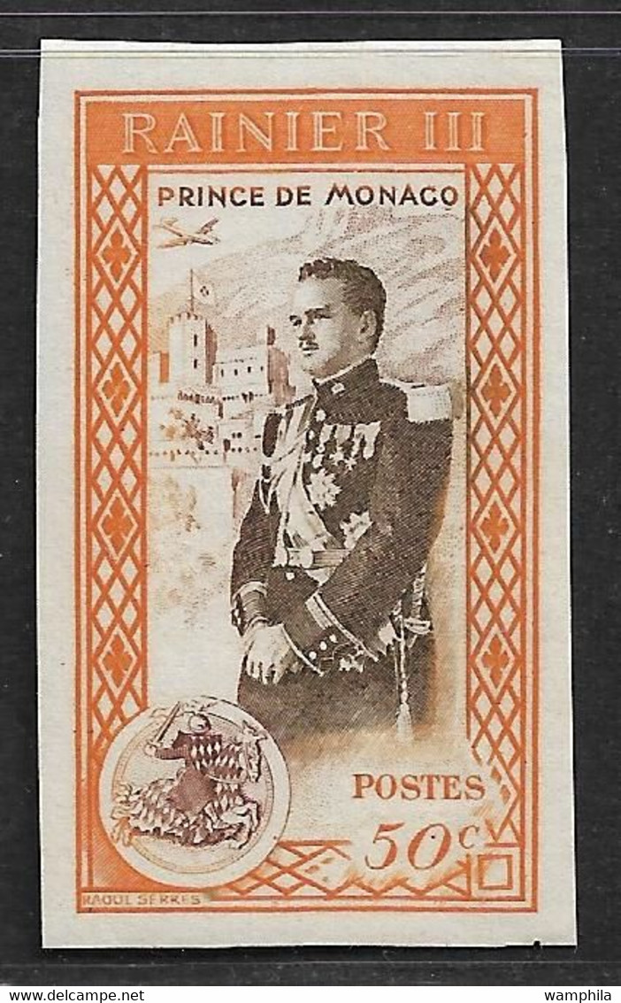 Monaco 338/343** non dentelé . Avènement du prince Rainier III. Cote 60€.