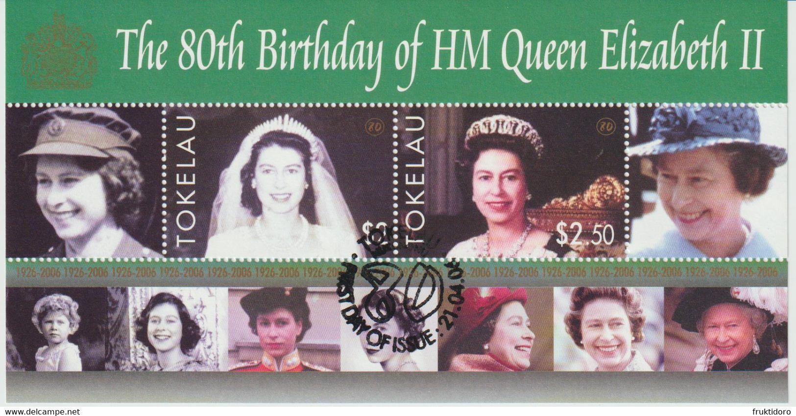 Tokelau Mi Block 34 80th Birthday Of Queen Elizabeth II 2006 - First-Day Cancellation Nukunonu - Tokelau