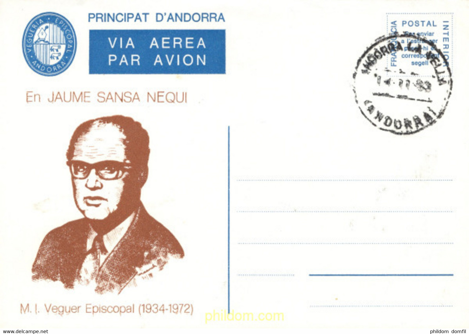 487140 MNH ANDORRA. Vegueria 1982 M.I. VEGUER EPISCOPAL (1934/1972) - Episcopal Viguerie