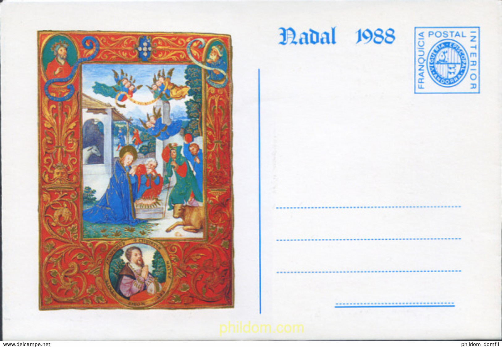 260034 MNH ANDORRA. Vegueria 1988 NAVIDAD - Vicariato Episcopale