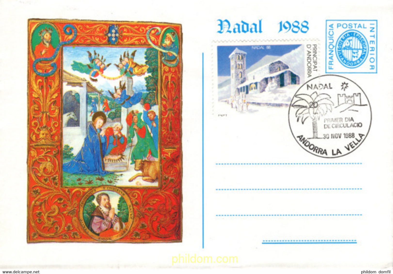 487194 MNH ANDORRA. Vegueria 1988 NAVIDAD - Episcopal Viguerie