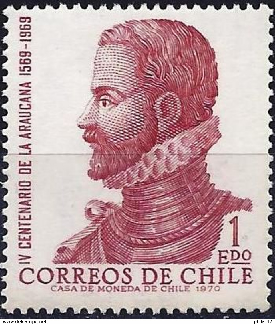 Chile 1972 - Mi 767 - YT 376 ( Alonso De Ercilla Y Zuniga, Writer And Poet ) MH* - Ecrivains