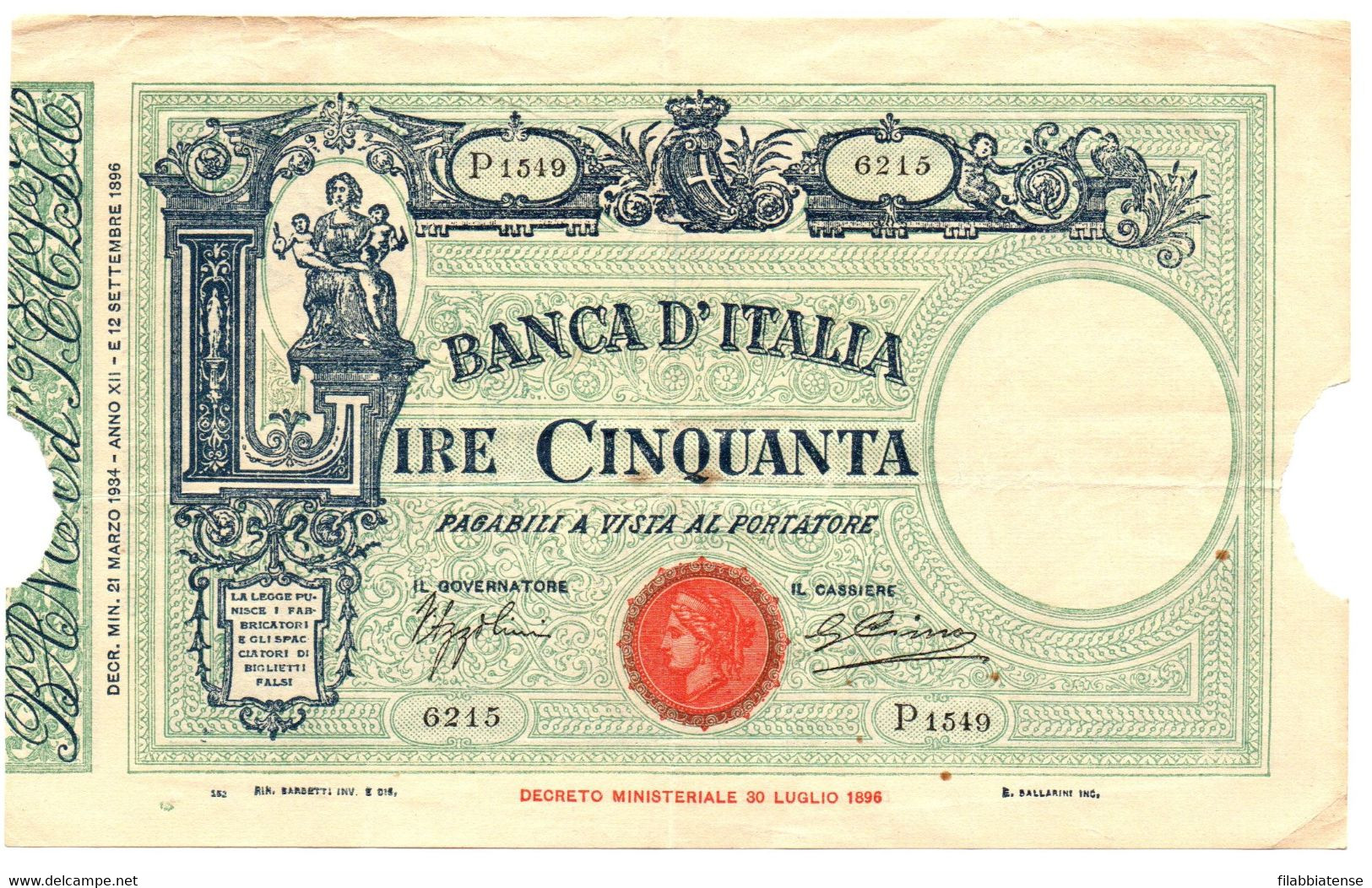 Italia - 50 Lire 1934    ---- - 50 Lire