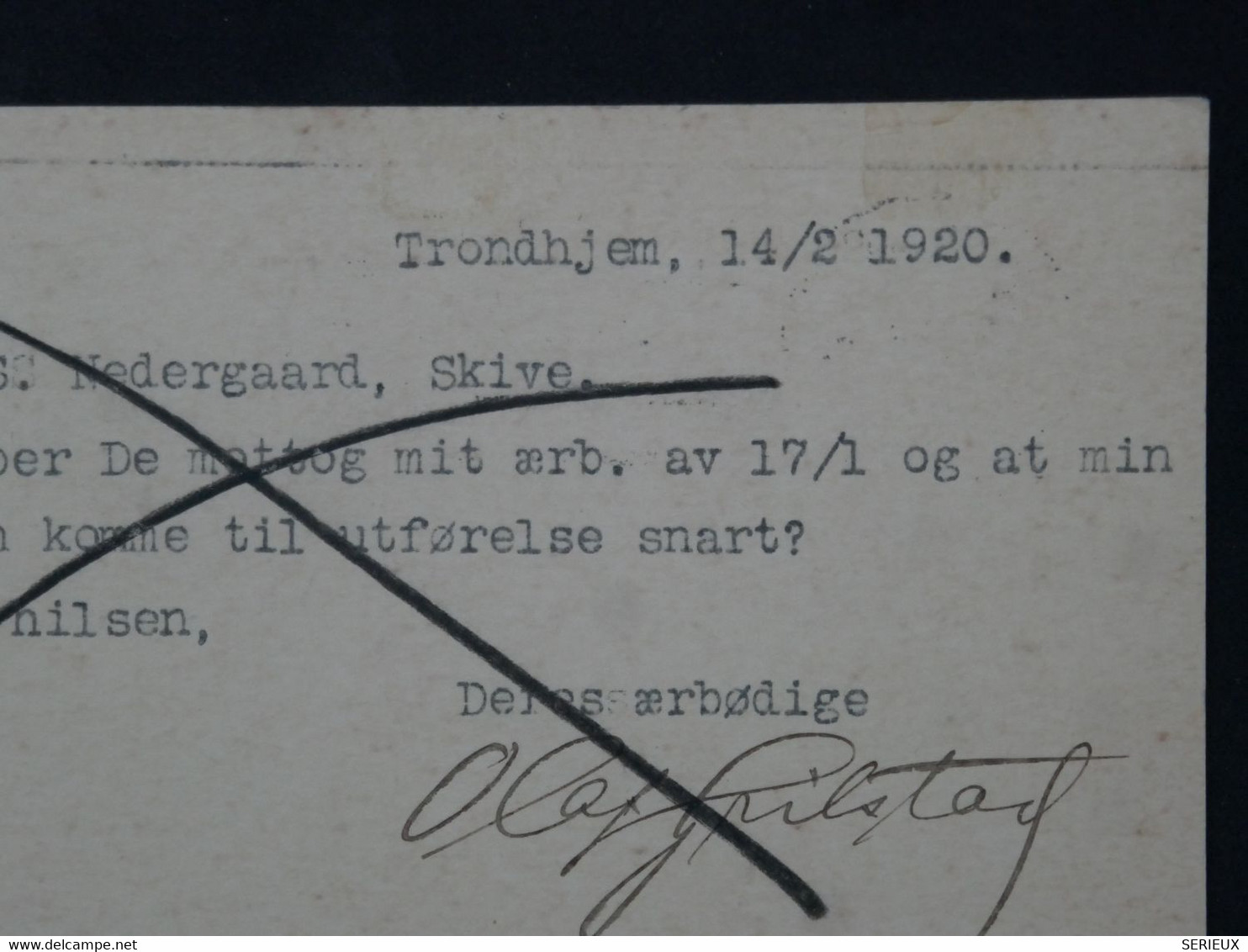 BI 11 NORGE  BELLE CARTE ENTIER 1920  SKIVE DANMARK ++++AFFRANCH. INTERES+ - Cartas & Documentos