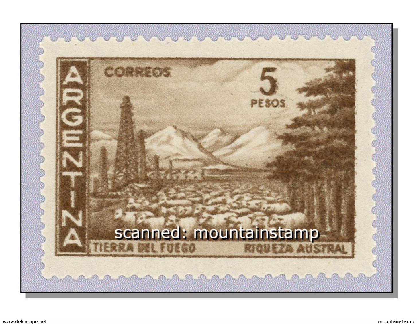 Argentina 1959 (B6) Tierra Del Fuego (Michel 703I) Mountains Berge Schafe Oil Field Sheeps  MNH ** - Ungebraucht
