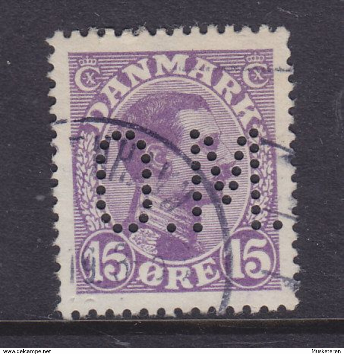 Denmark Perfin Perforé Lochung (O11) 'O.M.' Otto Madsen & H. F. C. Schacke, København Chr. X. Stamp (2 Scans) - Abarten Und Kuriositäten