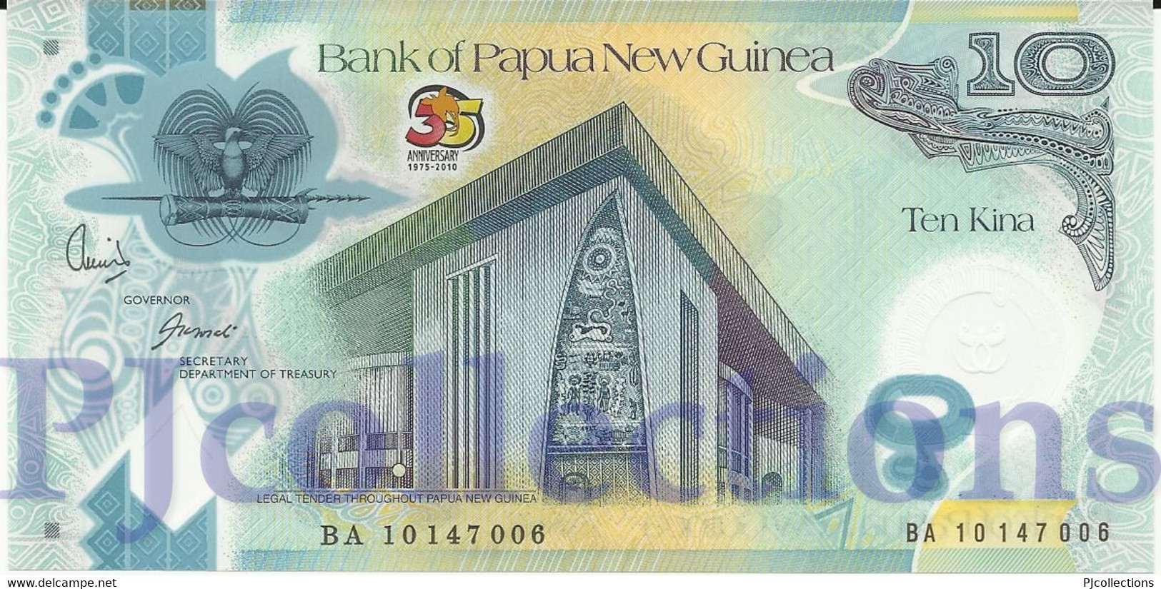 PAPUA NEW GUINEA 10 KINA 2010 PICK 40 POLYMER UNC - Papua Nueva Guinea