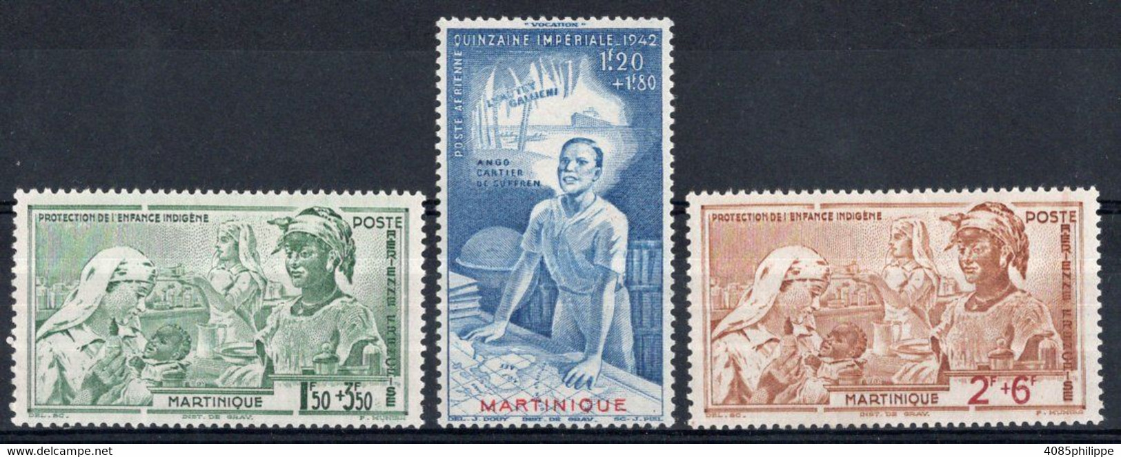 Martinique Timbres-poste  Aérienne N°1* à 3* Neufs Charnières TB Cote  : 3.50€ - Aéreo