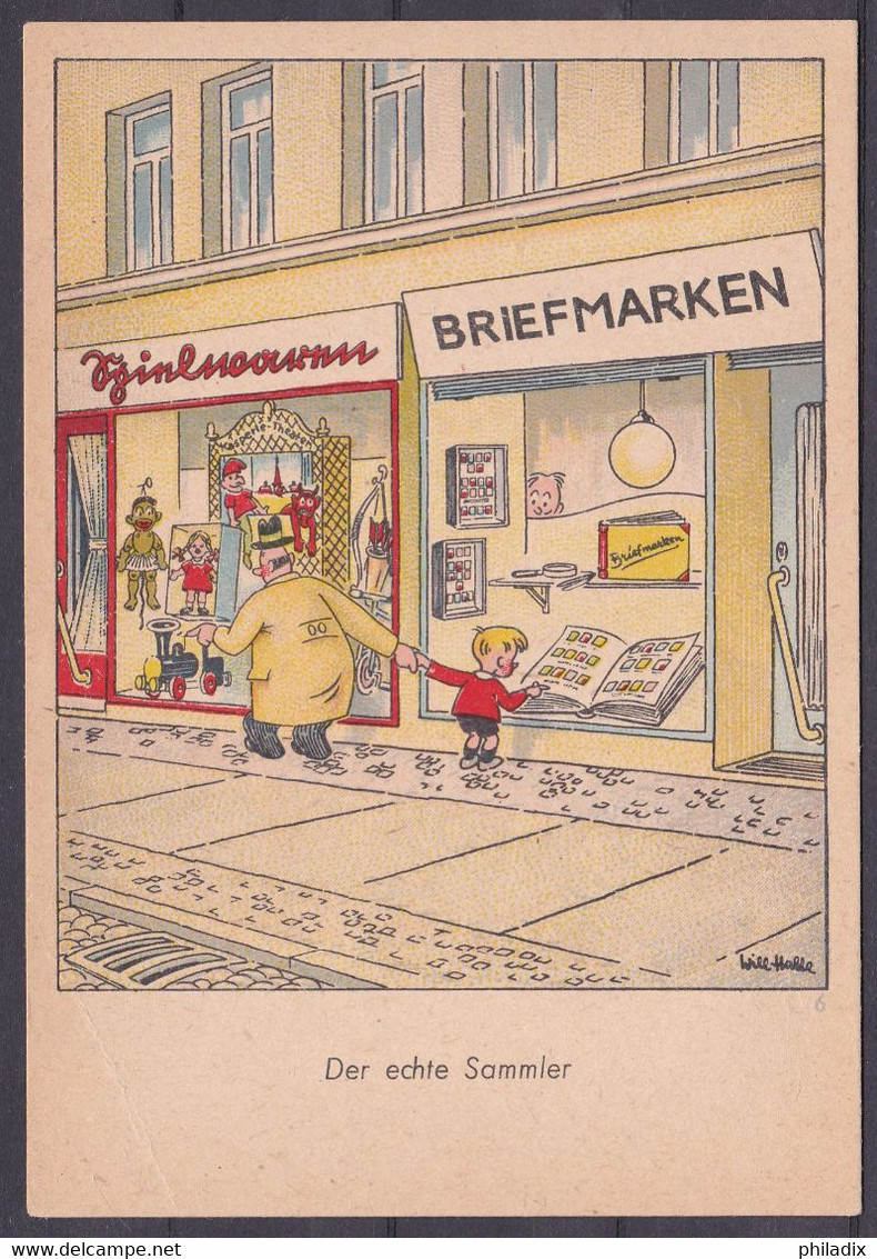 Künstlerkarte Will Halle Signiert "Der Echte Sammler" (N-374) - Halle, Will