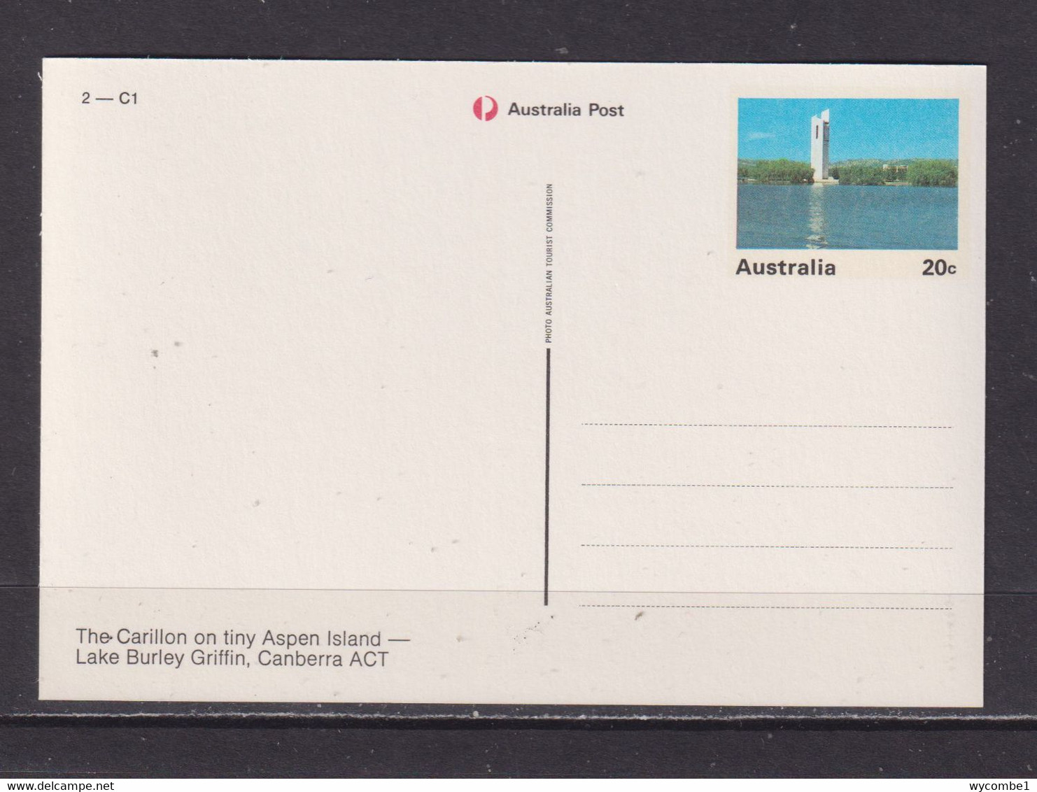 AUSTRALIA - The Carillon On Aspen Island Unused Prepaid Postage Postcard As Scans - Canberra (ACT)