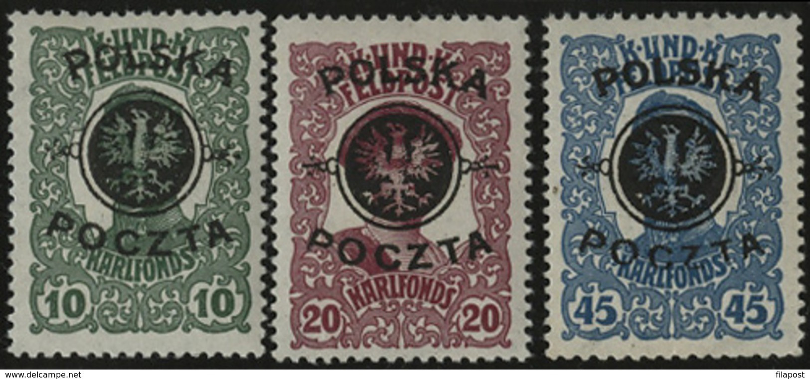 POLAND 1919 Mi 17 - 19 Overprint Lublin IssuePoczta Polska  Guarantie Berbeka Mikstein *MH - Ungebraucht