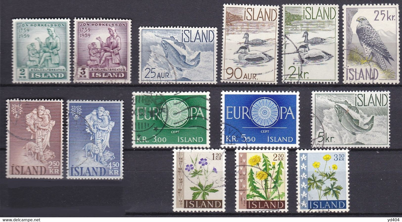 IS065B – ISLANDE – ICELAND – 1959-60 – YEARS SET USED – Y&T # 292→ 305 CV 25,50 € - Usados