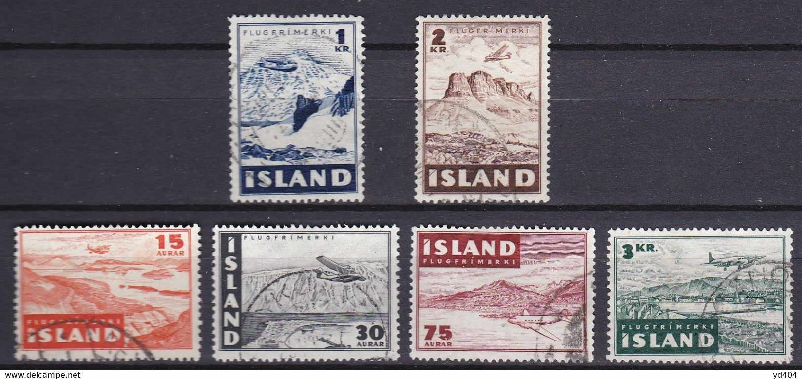 IS330 – ISLANDE – ICELAND – 1947 – PLANE OVER GLACIERS – Y&T # 21/6 USED 10 € - Posta Aerea