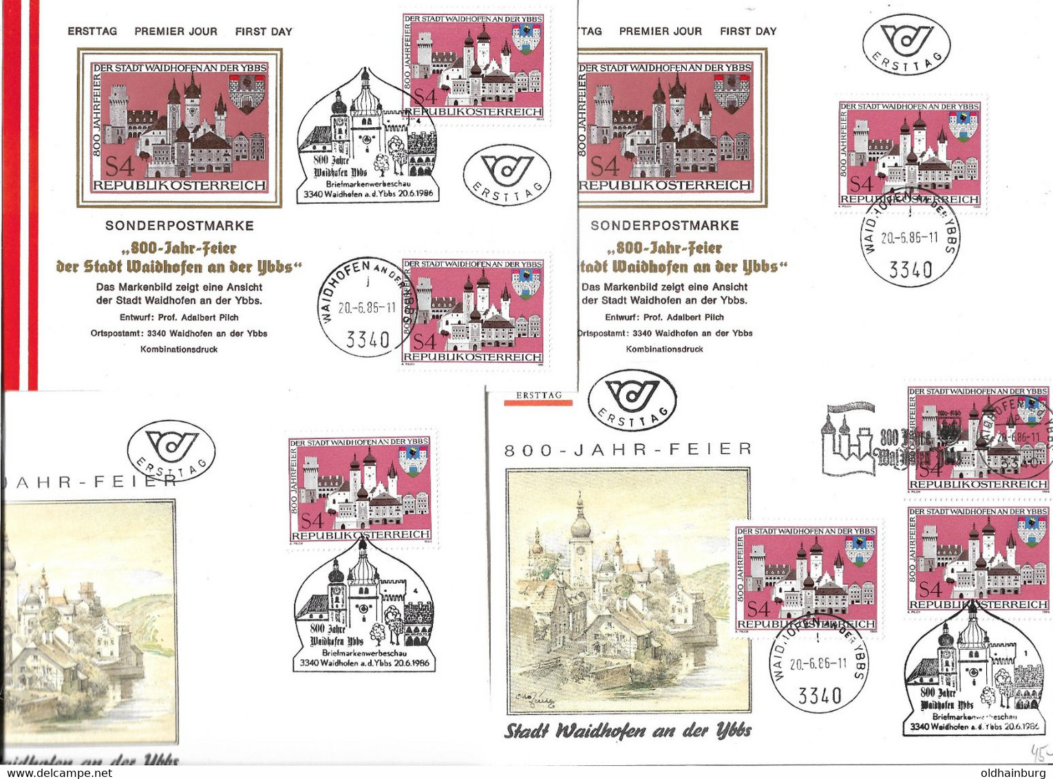 4107h: Österreich 1986, Umfangreiche Stempelsammlung 3340 Waidhofen An Der Ybbs, Kombinationen, Plus 6er- Block ** - Waidhofen An Der Ybbs