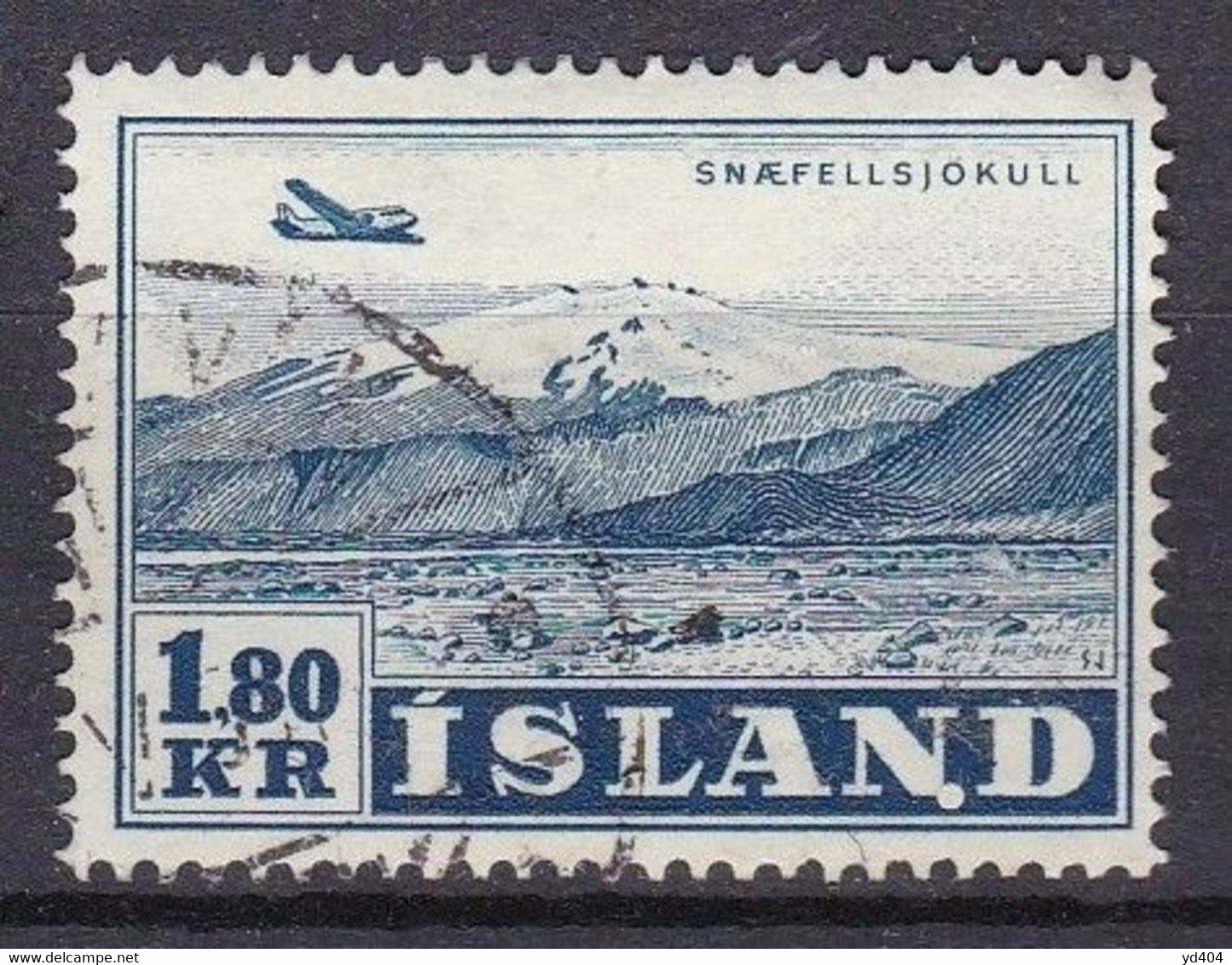 IS342 – ISLANDE – ICELAND – 1952 – PLANES OVER GLACIERS – Y&T # 27 USED 18 € - Poste Aérienne