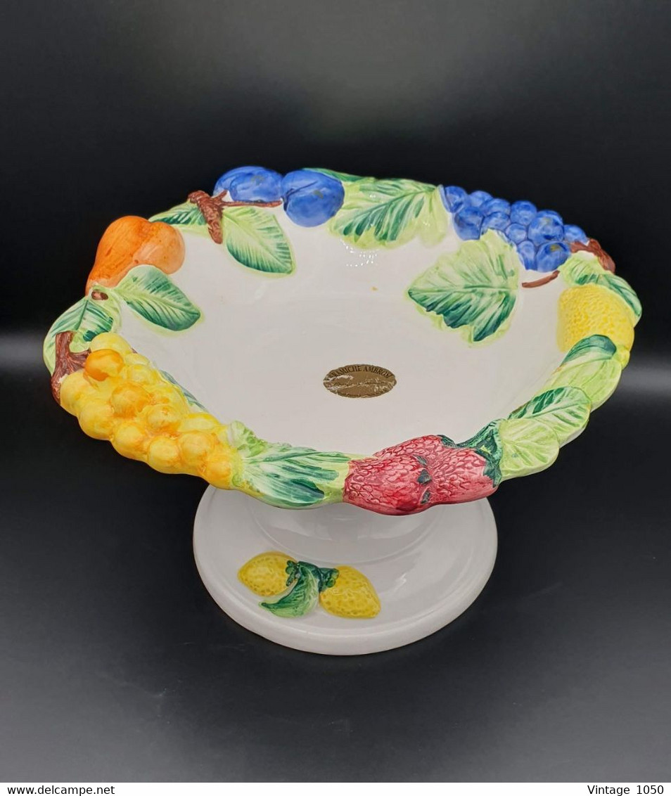 ✅➡️Compotier Plat AMBROSI BASSANO 1980 Barbotine Fruits Diam 27cm Made In Italy #210706 - Bassano (ITA)