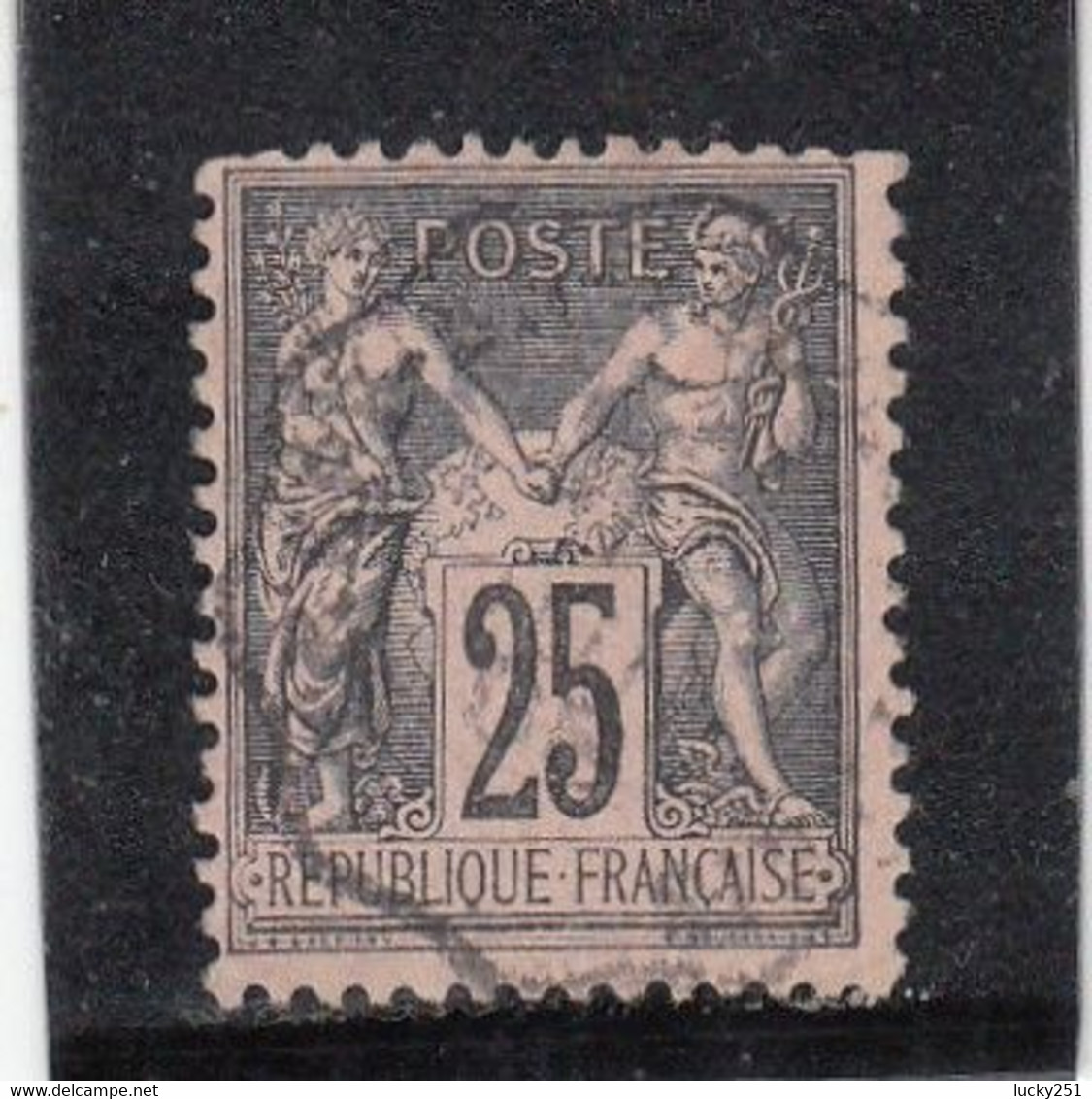 France - Année 1876/98 - Type Sage - Type II - N°YT 97 - 25c Noir S.rose - Oblitération CàD - 1876-1898 Sage (Type II)