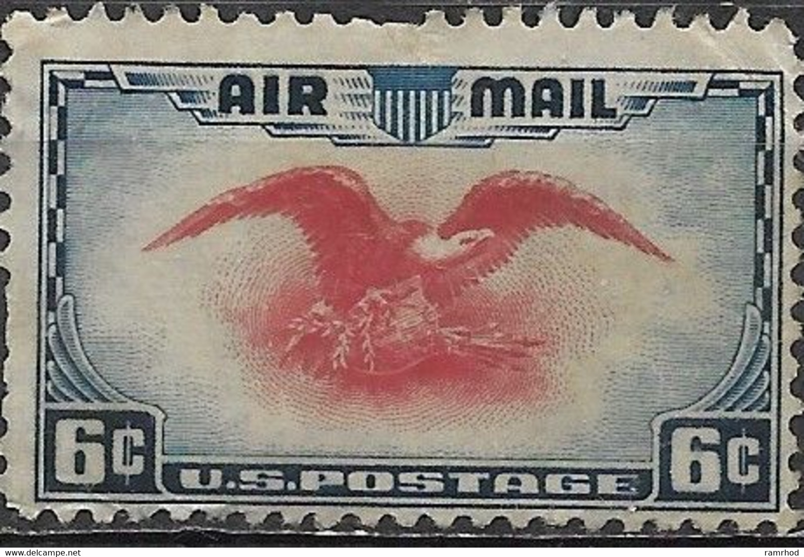 USA 1938 Air. American Bald Eagle And Shield - 6c. - Red And Blue MNG - 1b. 1918-1940 Neufs