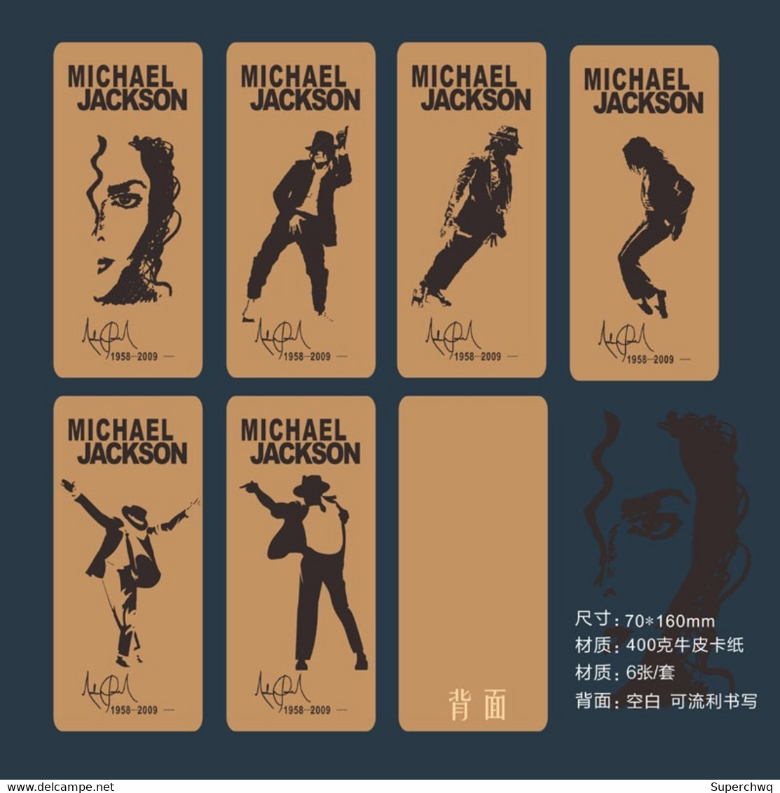 China Bookmark，Michael Jackson，6 Bookmarks - Marque-Pages