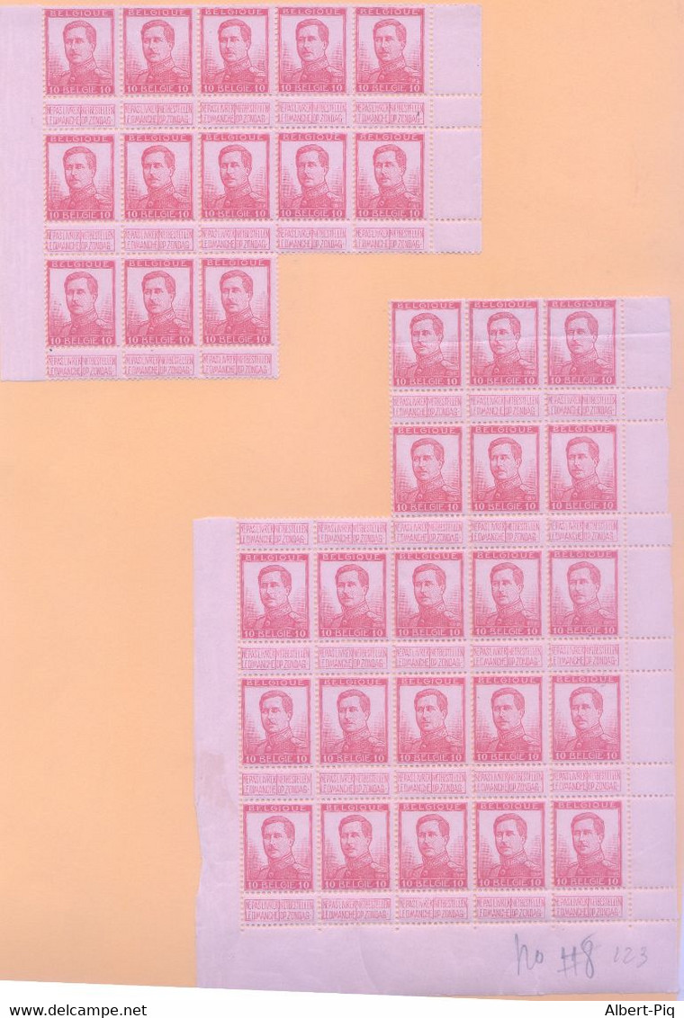 Belgique Lot De Timbres Et Blocs Divers De Feuilles Albert 1°,  Neufs **, à étudier, TTB/sup - 1915-1920 Albert I