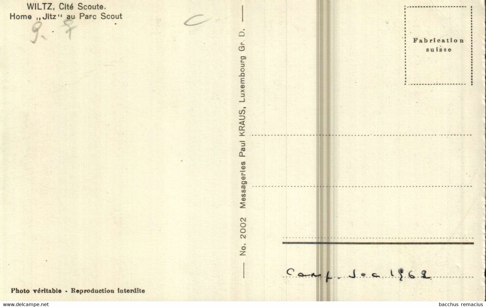WILTZ  Cité Scoute Home "Jitz" Au Parc Scout   Messag. P.Kraus Nr 2002 - Wiltz