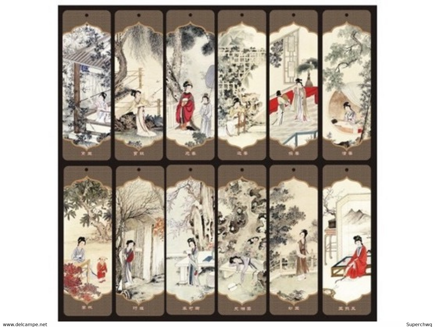 China Bookmark，Dream Of Red Mansions Jinling 12 Hairpins，12 Bookmarks - Marque-Pages