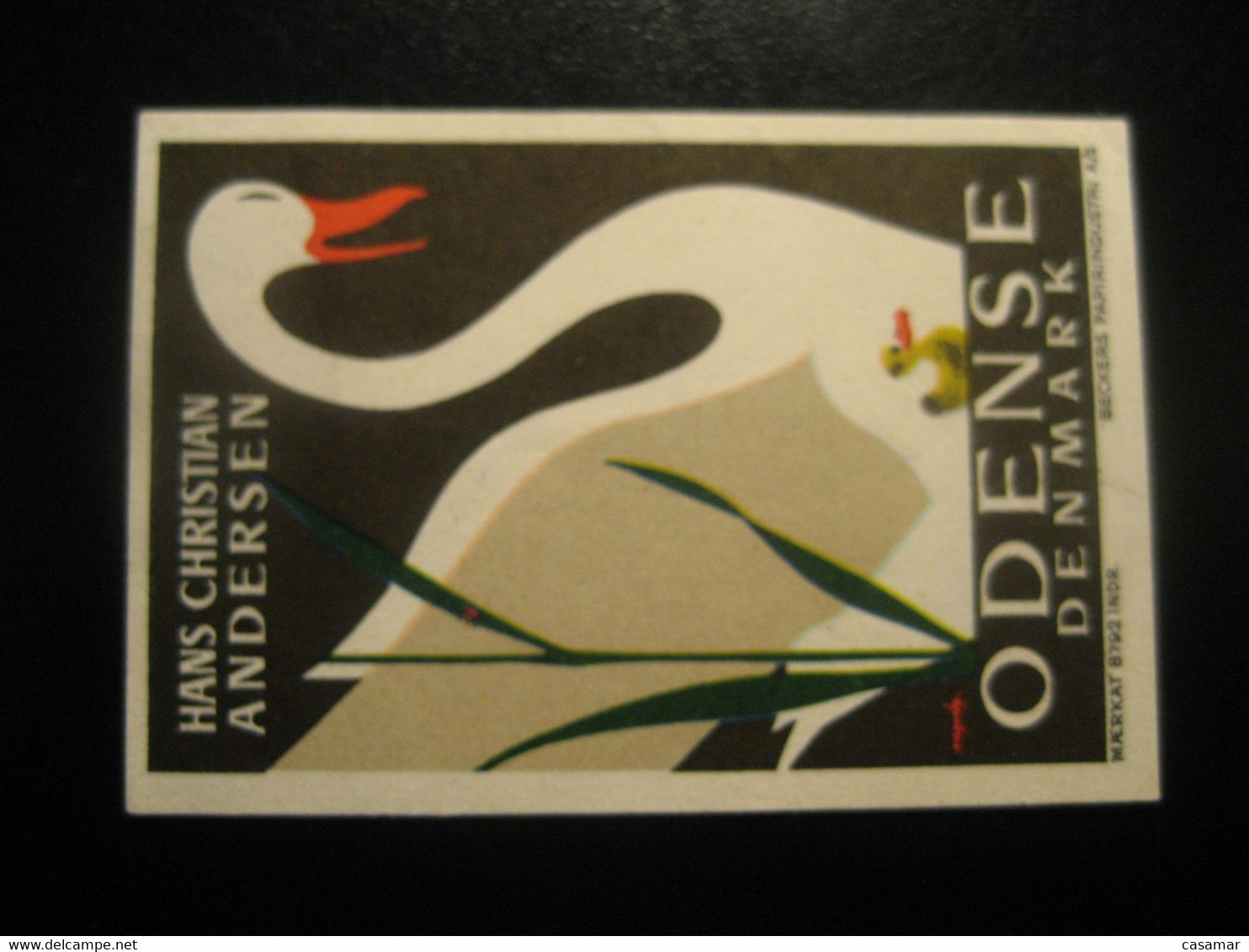 ODENSE Hans Christian ANDERSEN Swan Swans Poster Stamp Vignette DENMARK Label Bird Birds - Schwäne