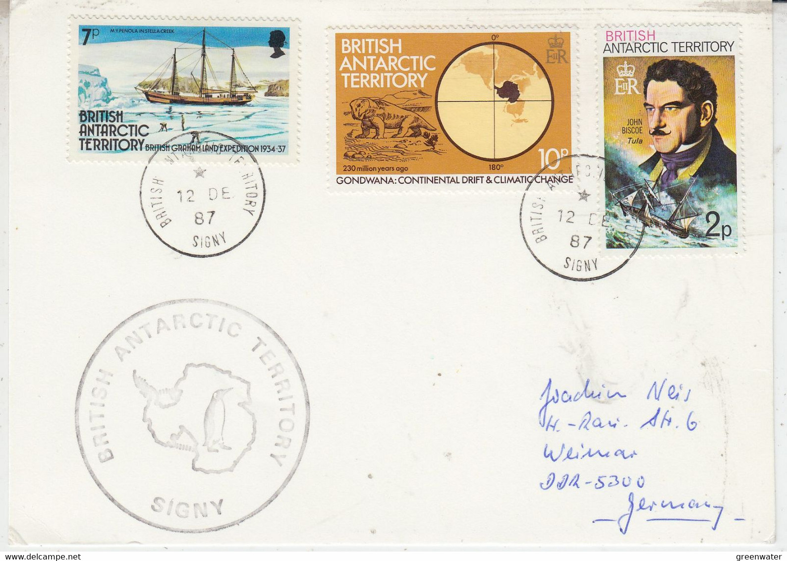 British Antarctic Territory (BAT) Card Ca Signy 12 DE 1987 (AT160) - Briefe U. Dokumente