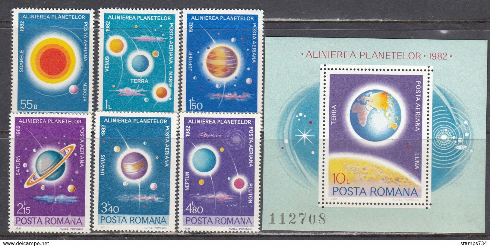 Romania 1981 - Astronomy: Rare Planetary Constellation In Year 1982, Mi-Nr. 3795/800+Bl. 181, MNH** - Nuovi