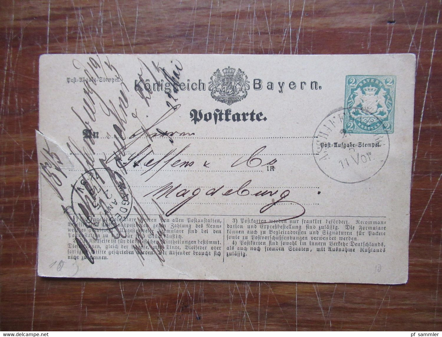 AD Bayern 1874 Ganzsache P1  I (4 Stück) Verschiedene Stempel / Farbnuancen! - Postal  Stationery